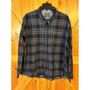 COPPER & OAK Supply Co Men's Size XXL Navy Blue Plaid Corduroy Button Front Shir